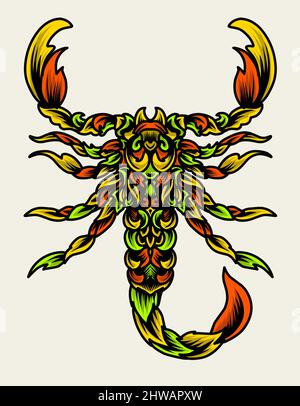 illustration vector scorpion colorful ornament style Stock Vector