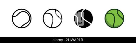 Tennis ball icon design element, outlined style and flat style Stock Vector