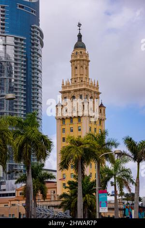 freedom Tower Miami in downtown - MIAMI, FLORIDA - FEBRUARY 14, 2022 Stock Photo