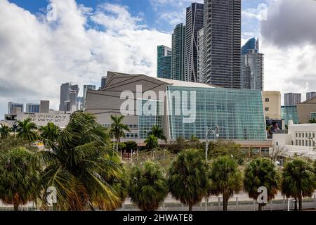 Adrienne Arsht Center Miami - MIAMI, FLORIDA - FEBRUARY 14, 2022 Stock Photo