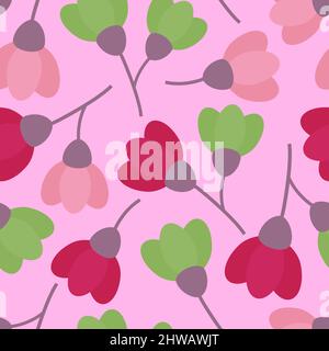 Decorative trendy beautiful floral vector seamless ditsy pattern design for textile and printing. Repeating abstract flower bloom textured background Stock Vector