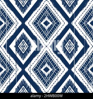 Navy Indigo Blue Diamond on White background. Geometric ethnic oriental ...