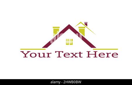 Real Estate home building construction company logo design orange and black color flat style vector isolated on white background illustration. Stock Vector
