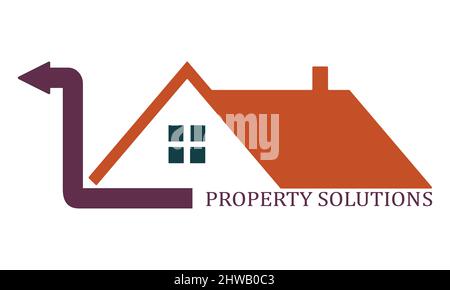 Real Estate home building construction company logo design orange and black color flat style vector isolated on white background illustration. Stock Vector