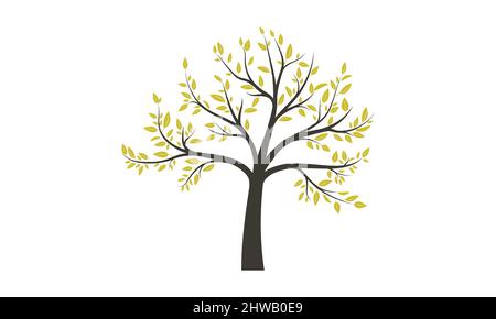Stylized vector tree with yellow leaves and brown stem Stock Vector