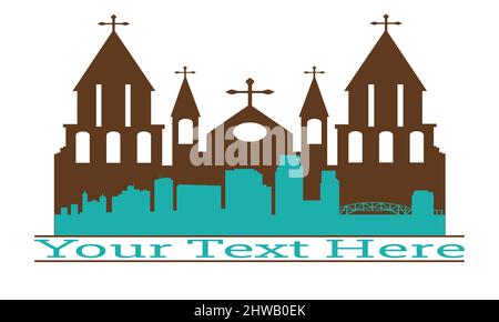 Real Estate home building construction company logo design orange and black color flat style vector isolated on white background illustration. Stock Vector