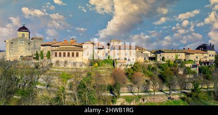 Panoramic view of Perouges, one of the most beautiful villages in ...