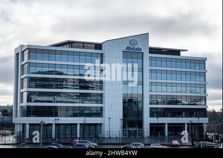 Belfast, UK- Feb 19, 2022: The Allstate office building in Belfast. Stock Photo