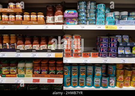 Inside a Sainsbury supermarket at Leicester Square, London. Stock Photo