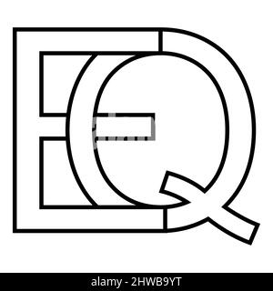 Logo sign eq qe icon nft eq interlaced letters e q Stock Vector