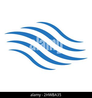 Vacation resort logo sea water waves, calligraphy swirls curls water wave Stock Vector