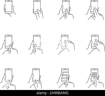 Phone Touch Screen Gestures Icon Set Stock Vector
