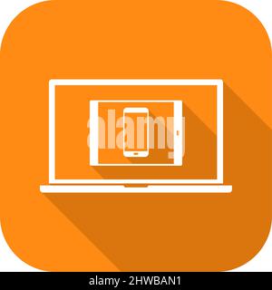 Laptop, Tablet & Phone Responsive Long Shadow Icon Stock Vector