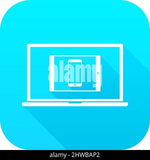 Laptop, Tablet & Phone Responsive Long Shadow Icon Stock Vector
