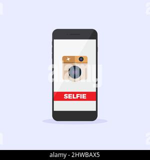 Selfie Camera Phone Flat Icon Stock Vector