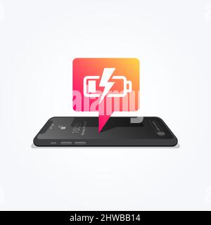 Phone Charging Low Battery Tag Icon Stock Vector
