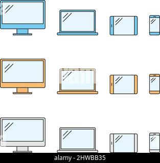 Devices Flat Responsive Icon Set Stock Vector
