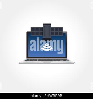 Laptop Satellite Connection Icon Stock Vector