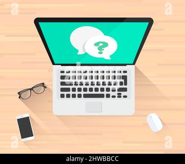 Question FAQ Frequently Asked Questions Laptop Illustration Stock Vector