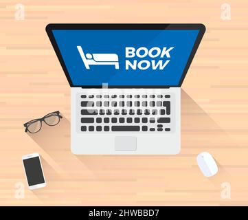 Book Now Icon Laptop Illustration Stock Vector