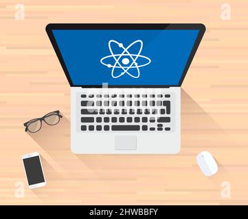 Science Atom Icon Laptop Illustration Stock Vector