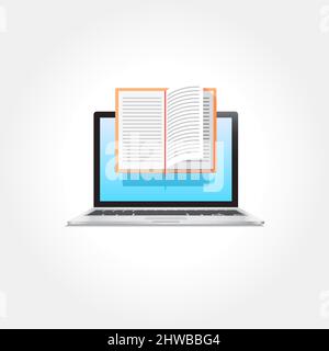 Laptop Book Education & E-Learning Icon Stock Vector
