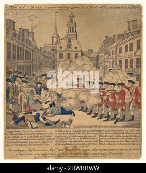 The Bloody Massacre Perpetrated in King Street Boston on March 5th 1770..  Artist: Paul Revere, American, 1735–1818Printer: William F. Stratton Stock Photo