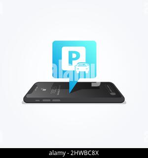 Phone Car Parking Tag Icon Stock Vector