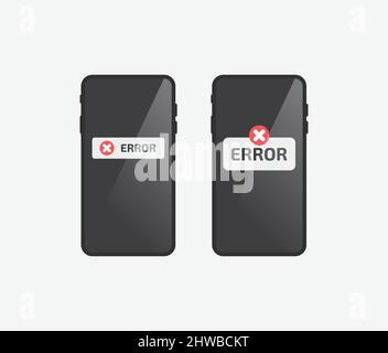 Phone Error Flat Vector Icon Set Stock Vector