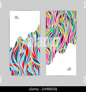 Covers set with wave colorful patterns. Perfect for cover design, posters, books, greeting cards Stock Vector