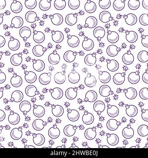 cute seamless pattern of sketch bombs. hand-drawn illustration Stock Vector