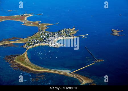 France. Finistere (29) Iroise sea. Aerial view of Sein island
