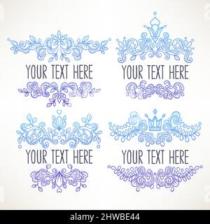 set of four beautiful floral frames Stock Vector