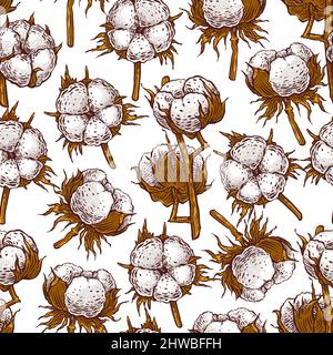 beautiful seamless pattern of cotton buds. hand-drawn illustration Stock Vector