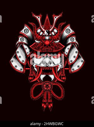 illustration vector samurai warriors head Stock Vector