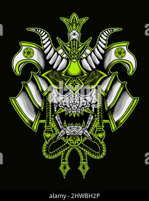 illustration vector samurai warriors head Stock Vector