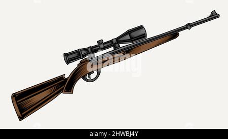 illustration vector vintage sniper guns Stock Vector