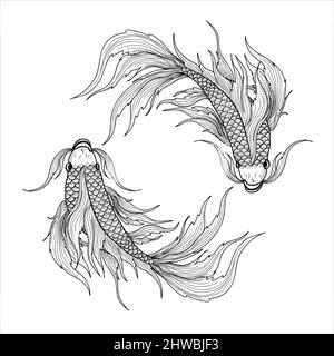 illustration vector two fish pisces zodiac symbol Stock Vector