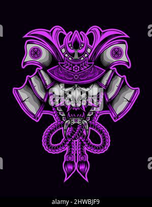 illustration vector samurai warriors head Stock Vector
