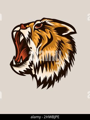 illustration vector angry tiger head Stock Vector