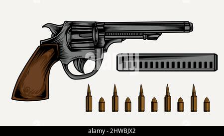 illustration vector vintage pistol guns Stock Vector