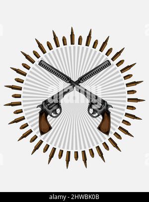 illustration vector vintage pistol guns logo Stock Vector