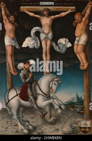 The Crucifixion with the Converted Centurion.  Artist: Lucas Cranach the Elder, German, 1472–1553 Stock Photo