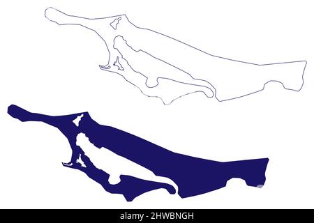 Little San Salvador island (Commonwealth of The Bahamas, Cenrtal America, Caribbean islands) map vector illustration, scribble sketch Half Moon Cay ma Stock Vector