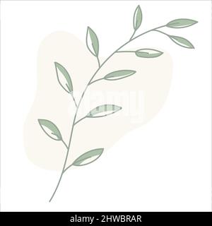 Leaf Line Art With Shapes In Pastel Stock Vector