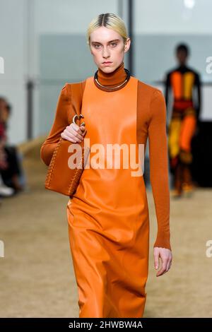 Model Angel Prost walks on the runway at the Chloe fashion show during ...