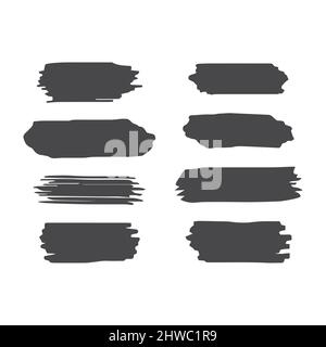 Dry brush or marker stroke template. Paintbrush scratch hand drawn vector rectangle. Stock Vector
