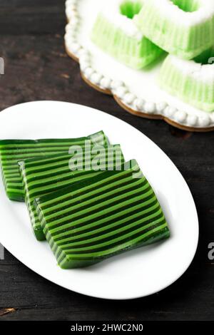 Kue Lapis Pepe or Lapois Beras Sticky Layer Cake is Indonesian Traditional Dessert Made From Rice Flour and Coconut Milk, Steamed Layer by Layer. Stock Photo