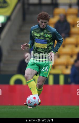 Norwich, UK. 05th Mar, 2022. Josh Sargent of Norwich City warms up during the Premier League match between Norwich City and Brentford at Carrow Road, Norwich, England on 5 March 2022. Photo by Ken Sparks. Editorial use only, license required for commercial use. No use in betting, games or a single club/league/player publications. Credit: UK Sports Pics Ltd/Alamy Live News Stock Photo