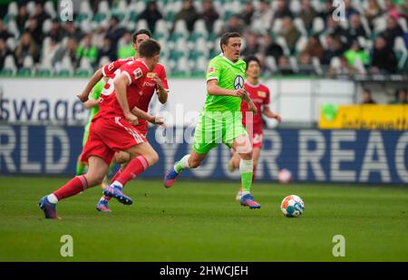 Wolfsburg, Germany, March 5, 2022: Max Kruse of VfL Wolfsburg during Wolfsburg vs Union Berlin, Bundesliga, at Volkswagen Arena. Kim Price/CSM. Stock Photo